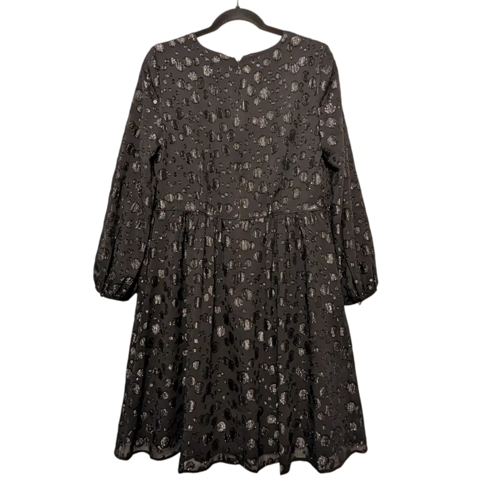 J.Crew Metallic Dot Jacquard Dress | Size 6 | Holiday Party Long Sleeve - Picture 7 of 16